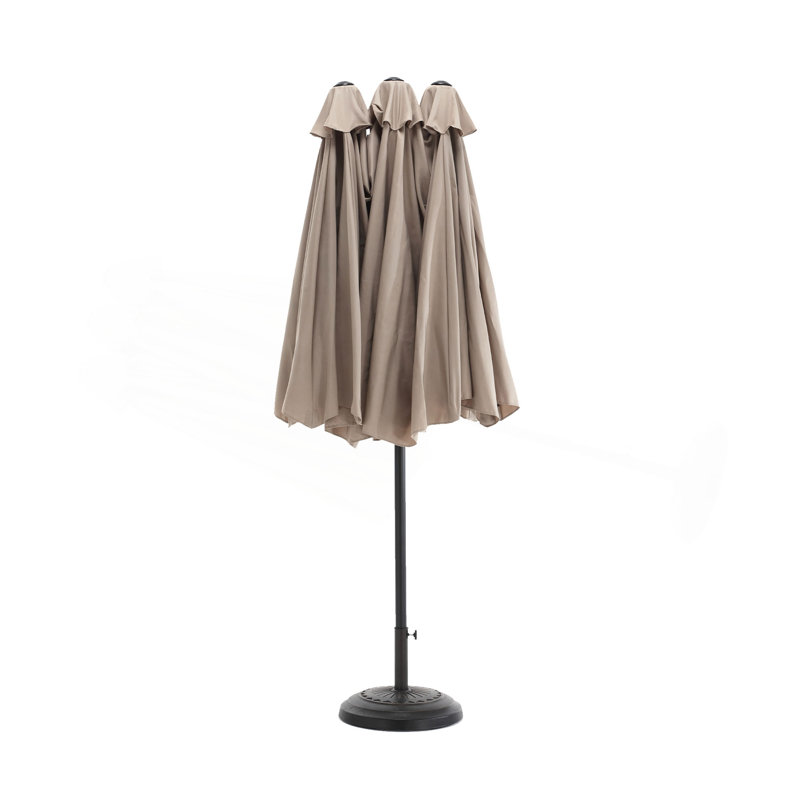 Grand parasol d'extérieur double face 14,8 pi avec manivelle (kaki) (sans base), Khaki