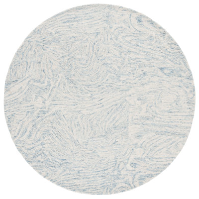 Moumna Ebony Hand Tufted Wool/Cotton Abstract Rug in Ivory/Light Blue