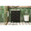 Meuble-lavabo de 24 po, lavabo en céramique, 3 tiroirs, structure en bois massif, design rétro, tiroir de 24 po, bois, finition noire, trous de robinet pré-percés