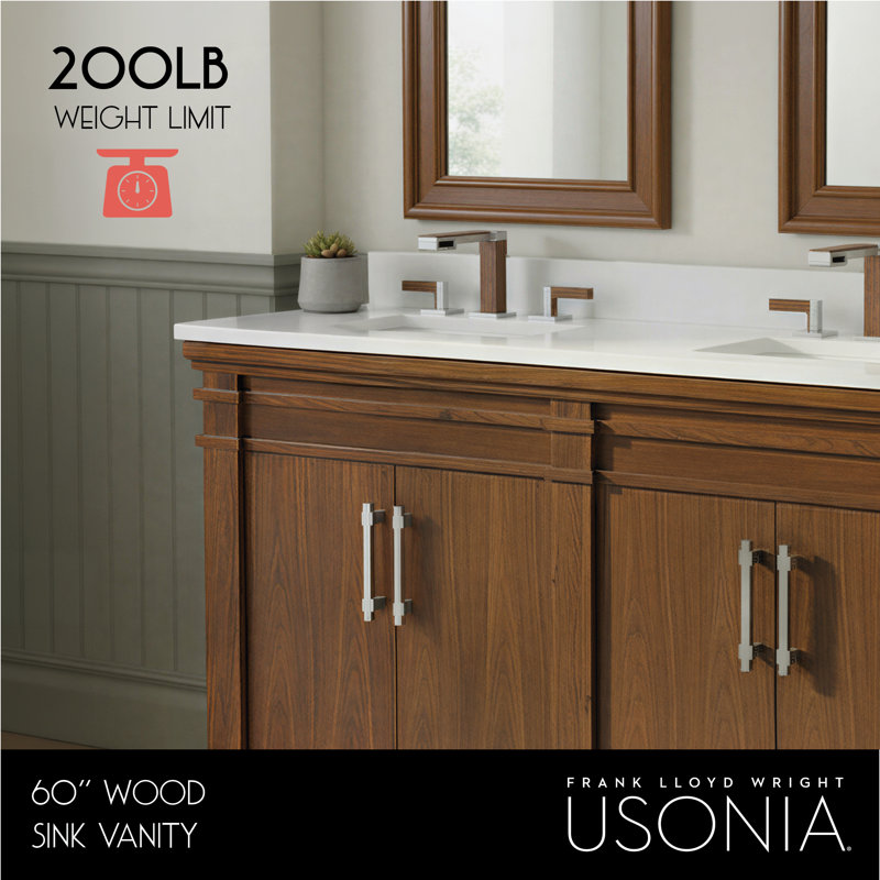 FLW Harmony 36 Wood Sink Vanity, Walnut, 60
