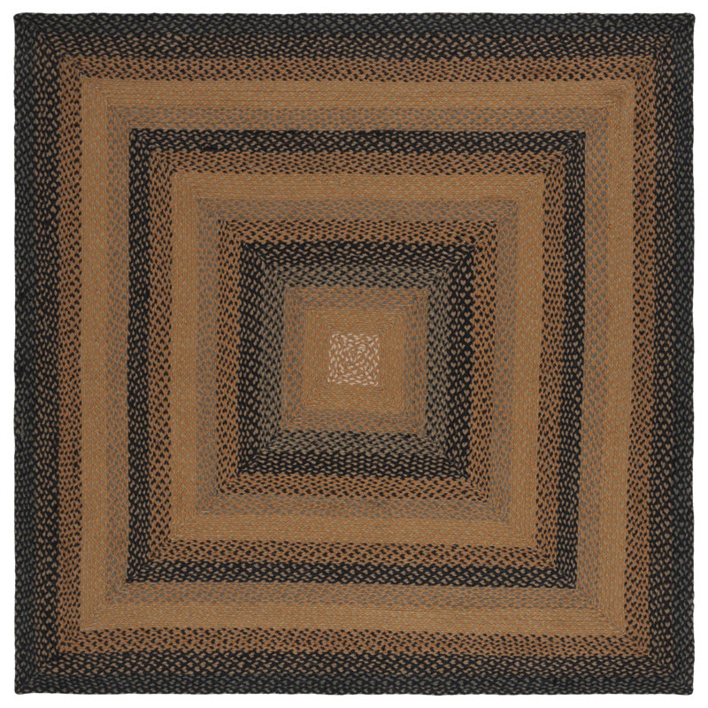 Tapis tressé à rayures en jute, Carré de 6 pi