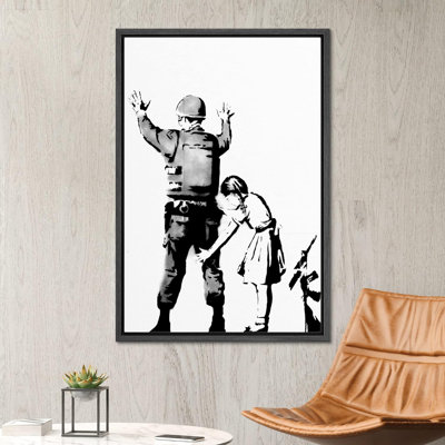 Banksy, fille à la recherche d'un soldat, impression de graffiti et art de rue, célébrités, pop art moderne urbain - reproduction