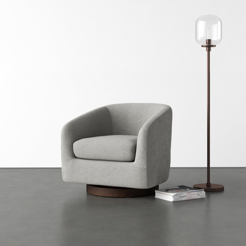 Bennett Upholstered Swivel Barrel Chair, Fredrickson Marble Basketweave