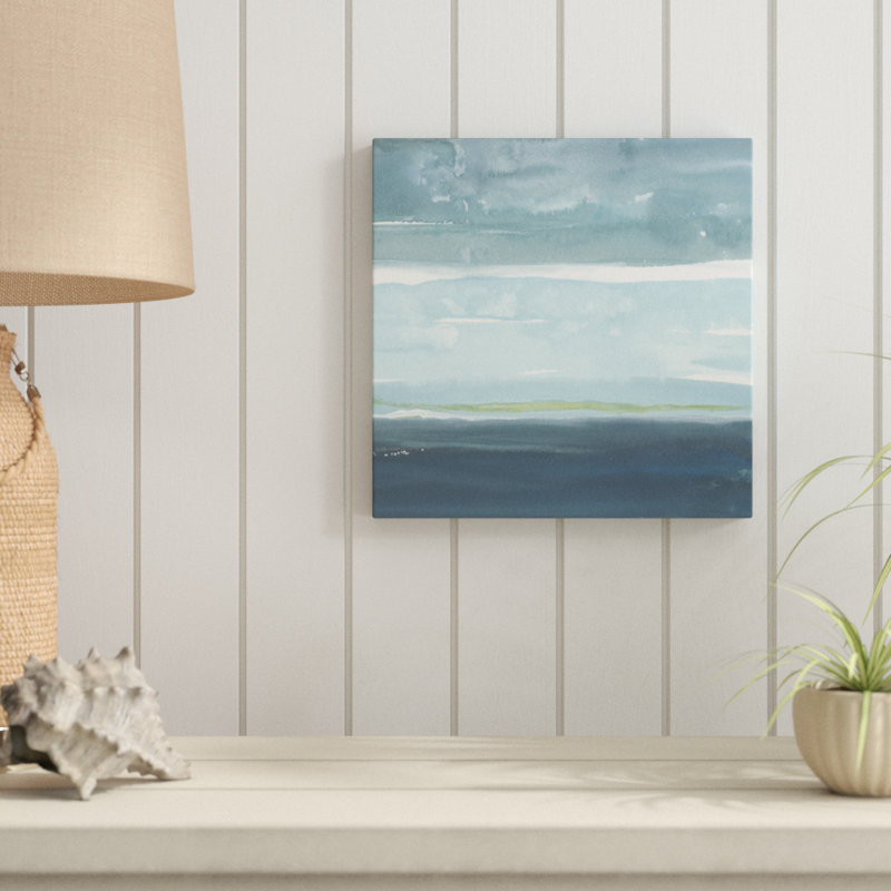Teal Horizon II by Rob Delamater - Wrapped Canvas Painting, 30cm H x 30cm W