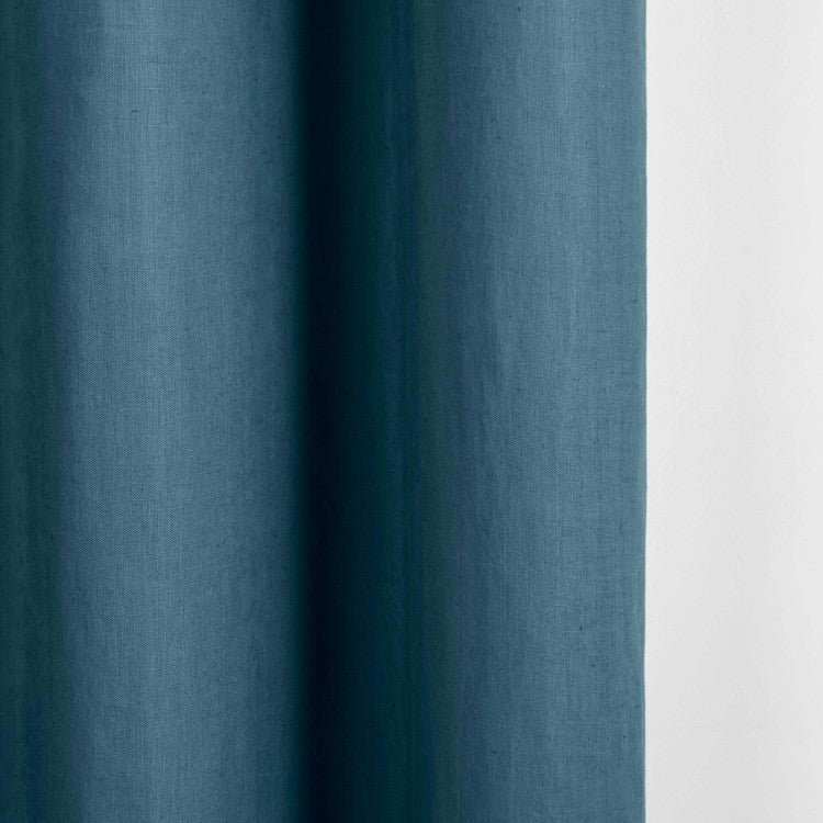 Carlina Linen Room Darkening Curtain Single Panel, Deep Turquoise, Width 140 x Drop 345cm