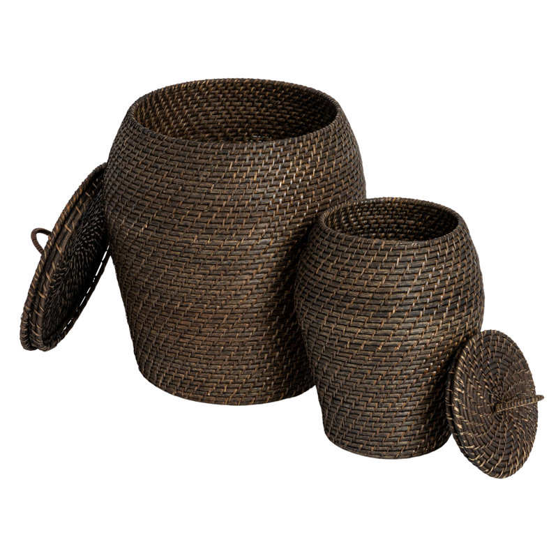 Hand Woven Rattan Decorative Basket, Black
