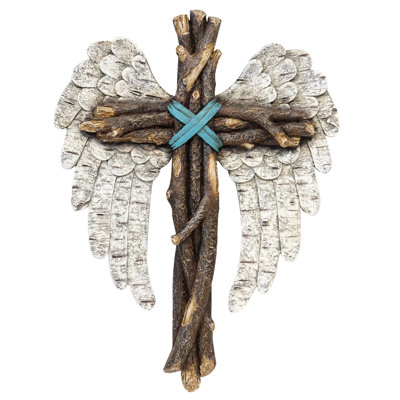 Angel Wings on Sticks Hanging Wall Cross