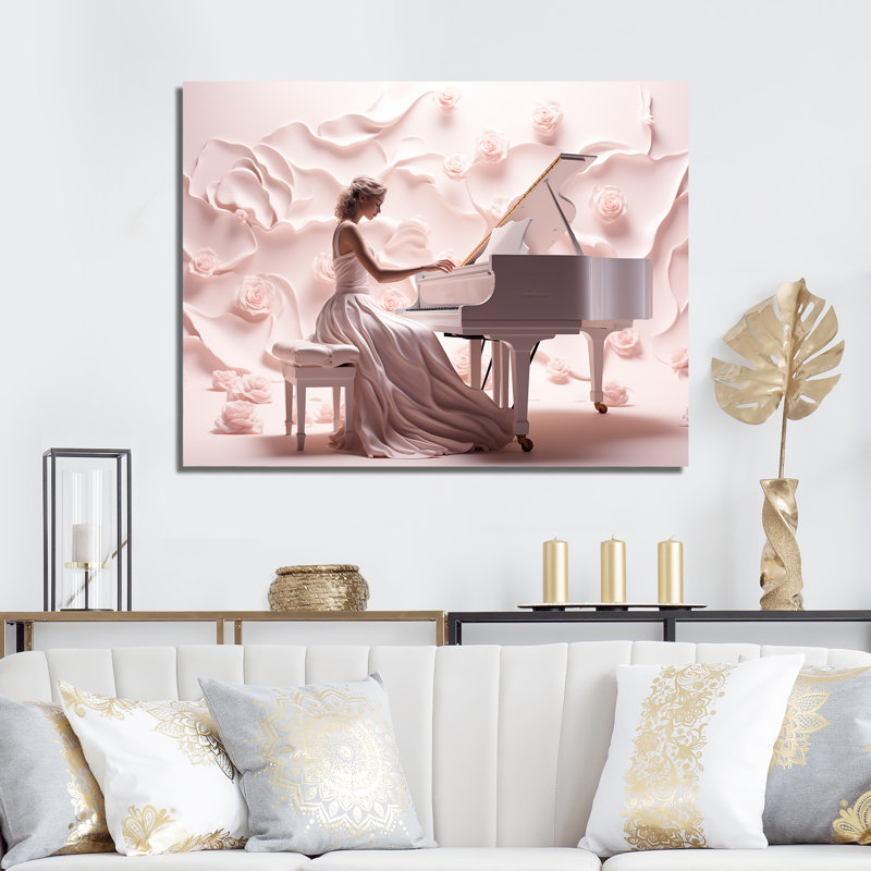 Piano et ballet par les clés sur toile, Toile tendue, H 12 po x l 20 po x P 1 po