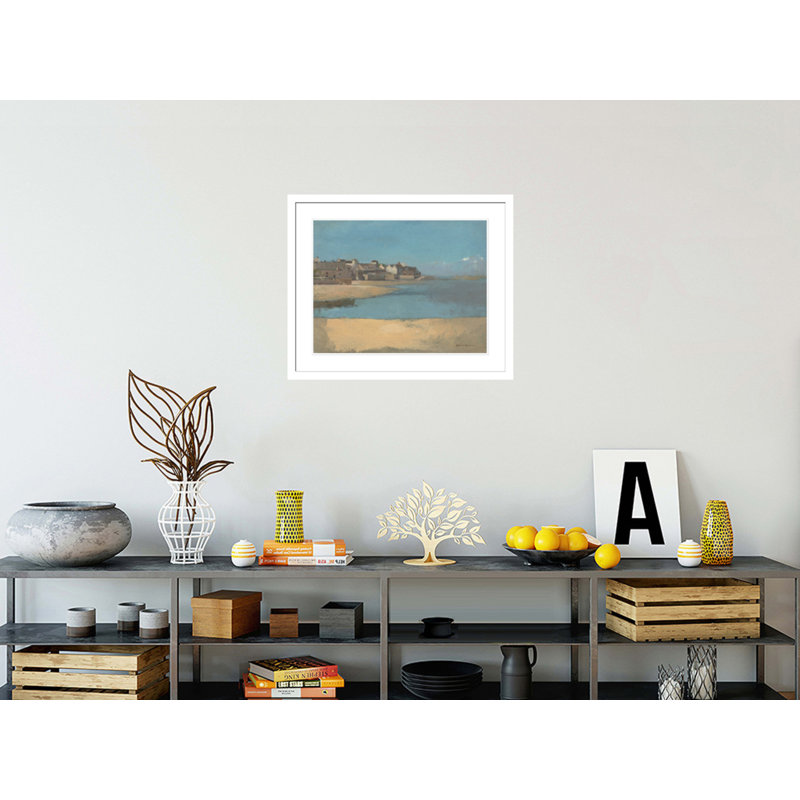 «Village by the Sea in Brittany» par Odilon Redon, impression giclée sur cadre, 23.5" H x 28.73" W