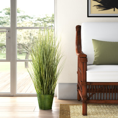 Artificial Green Grass in Metal Pot 
