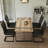 55 " dining table modern rural industrial rectangular MDF wood set and PU armless dining chair set 4,kitchen black metal table legs dining table and chair set,