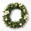 Guirlande de Noël artificielle 6 pi | Feuillage de pin réaliste; poinsettia blanc de qualité supérieure; boules dorées incassables; Structure en fil pliable-132866559
