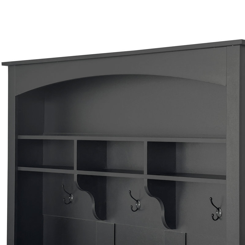 Raffie Hall Tree 47.22'' Wide with Bench and Shoe Storage, Black