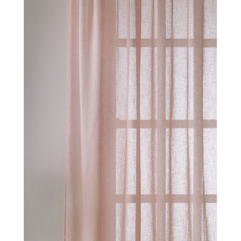 Cartell Semi Sheer Curtain Single Panel, 140 W x 122 D cm, Blush