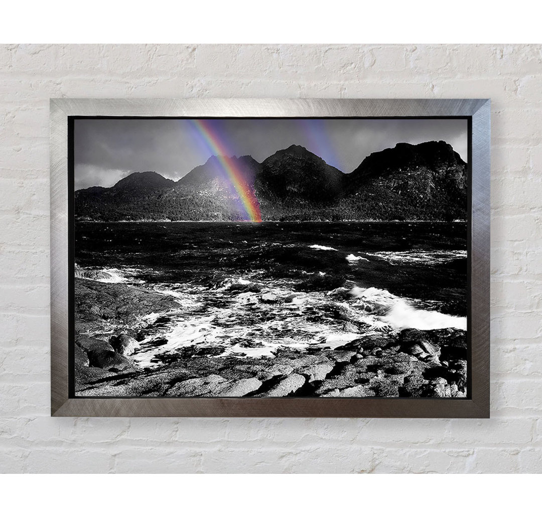 Regenbogen Ozean Berge B N W - Einzelne Bilderrahmen Kunstdrucke