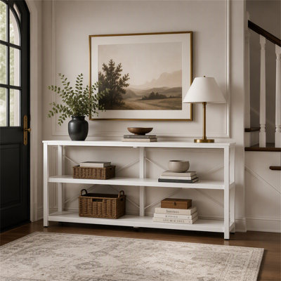 70.9" Console Table, 3-Tier Sofa Table with Metal Frame