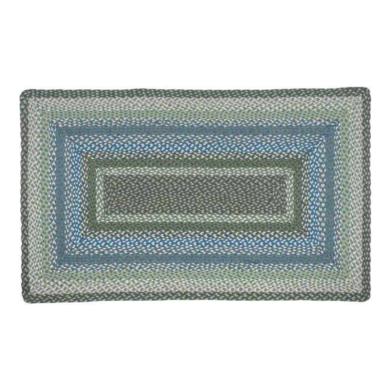  Tapis bleu tressé à la main sauge / ivoire / colons - Accent douillet, 3 pi x 5 pi