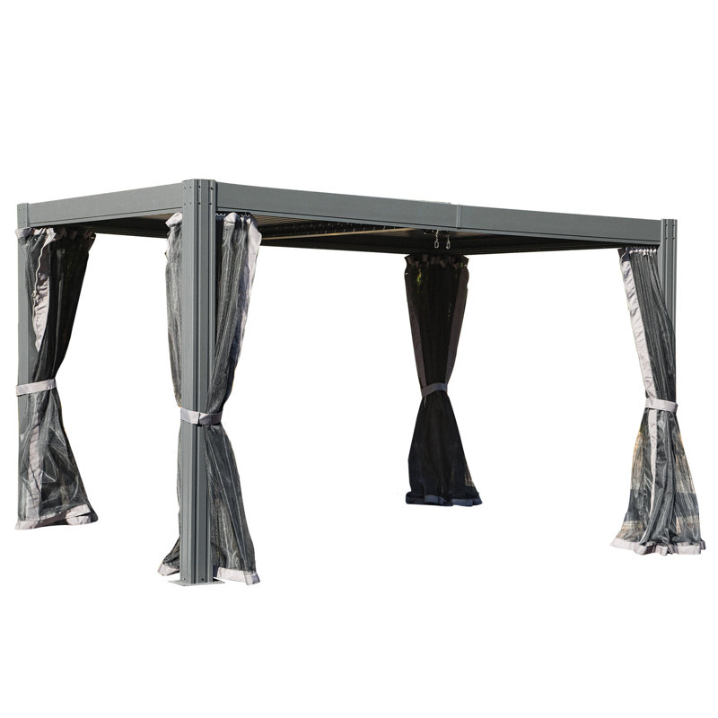 Pergola Gazebo with Louvered Roof, Gray, 13 ft x 10 ft