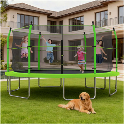 16Ft Trampoline With Ladder And Enclosure Net For Kids And Adults, Heavy-Duty 16' Outdoor Trampoline For Backyard