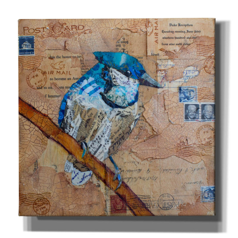 «Aly Blue Jay US Mail on Canvas» par St. Hilaire Elizabeth, reproduction, H 37 po x l 37 po x P 1,5 po