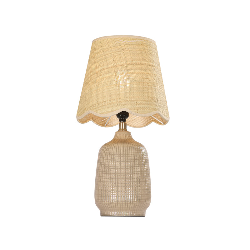 Kokenos Ceramic Table Lamp With Scallop Shade, Gray