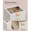 Boîte à bijoux avec couvercle en verre, organisateur de bijoux à 6 couches, 5 tiroirs, 8 x 9,1 x 9 pouces, blanc nuageux et couleur or-645929332
