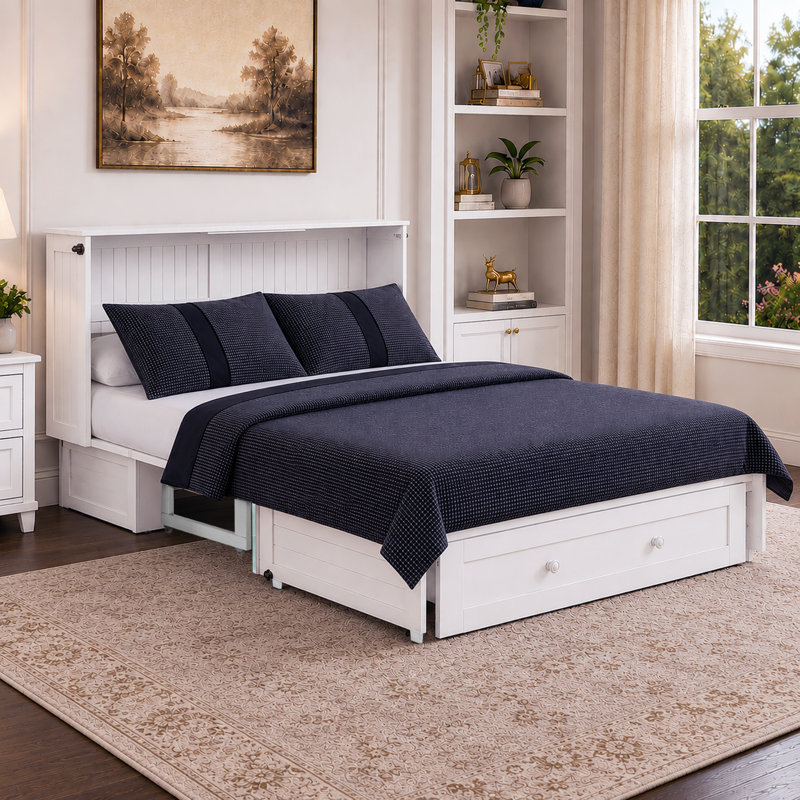 Lit escamotable Daisy de Night & Day Furniture avec matelas en mousse mémoire de 15 cm (6 po), format Queen, blanc