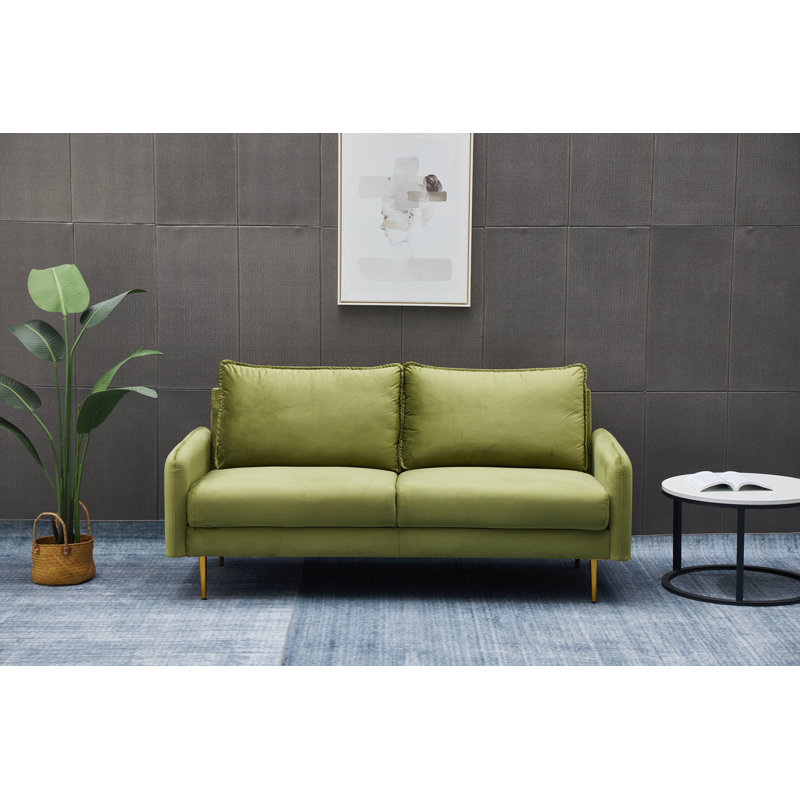 Emteas 57.3'' Velvet Loveseat, 34" H x 57.3" W x 32" D, Army Green Velvet