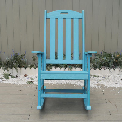 Chaise berçante de couleur bleu marine, adaptée à toutes les saisons: chaise longue d'extérieur, fabriquée en matériau robuste HANPS, équipée de 304 accessoires en acier inoxydable.