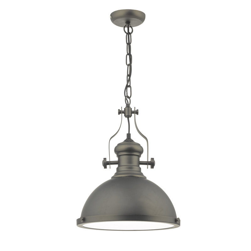 Ian 1 - Light Dome Pendant, Antique Pewter, 145cm H x 32cm W x 32cm D