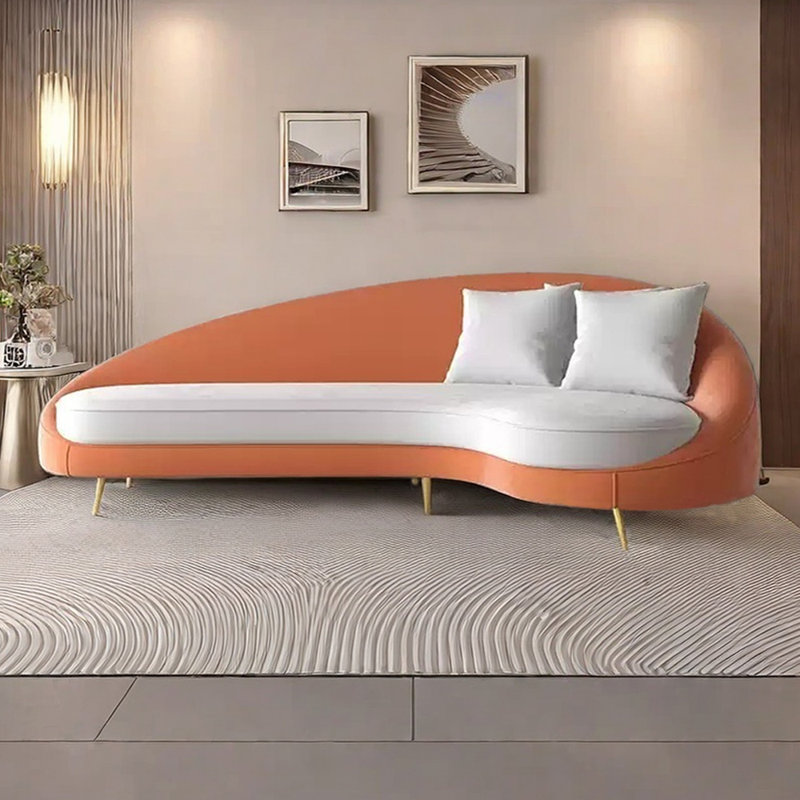 Canapé-lit Curved, Orange / gris clair, Orienté à droite