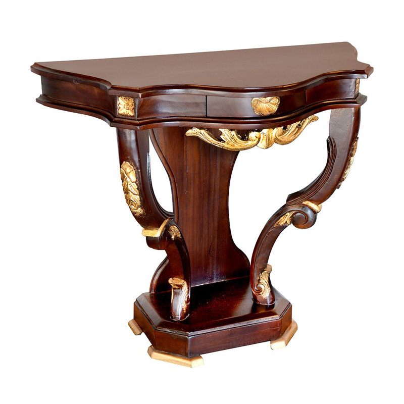 Console de couloir rétro, Bois espresso / or, Bois espresso