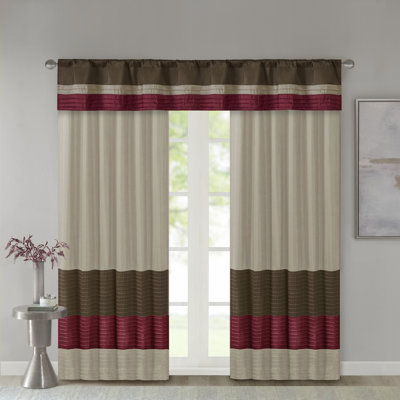 Amherst Red Pintuck Single 50x18" Window Valance