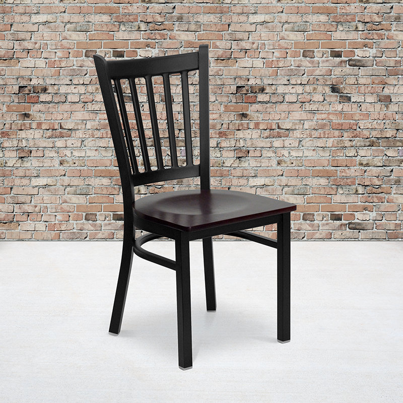 Hercules Prompton Vertical Back Metal Restaurant Chair, Mahogany, 1
