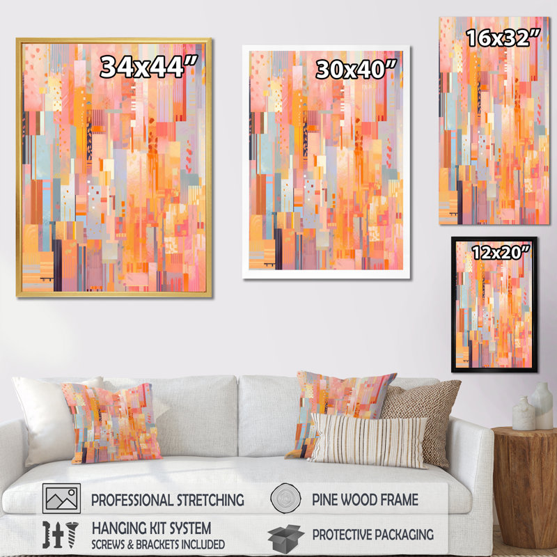 «Pink Orange», impression sur toile, Cadre flottant noir, H 32 po x l 16 po x P 1 po