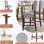 Ensemble de 4 tabourets de bar Mid-Century modernes de 40,4 po avec dossier, tabourets de bar rembourrés en lin avec pieds en bois massif pour la salle à manger de l'îlot de cuisine, gris (chaises 4 pièces)