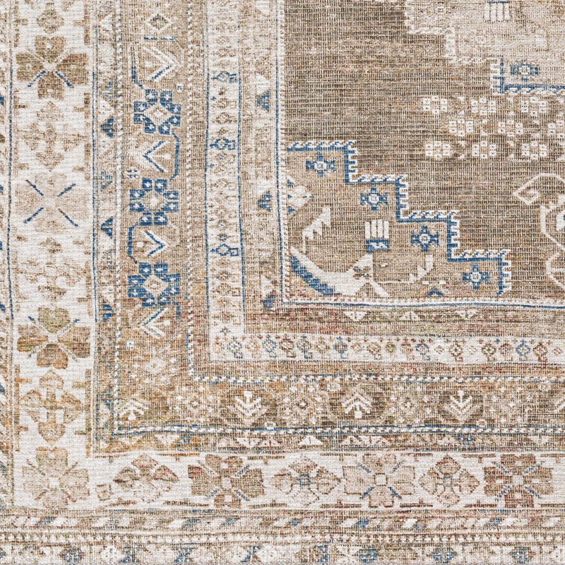 Ivory Traditional Washable Rug, Bordered Rug For Living Room, Dining Room, Bedroom, Rectangle 200 x 275 cm