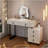 Adjustable-Length Vanity With Cloud LED Mirror - Modern Makeup Table With Storage Drawers & Side Cabinet, Ribbed Texture Design For Bedroom, Dorm & Small Spaces
