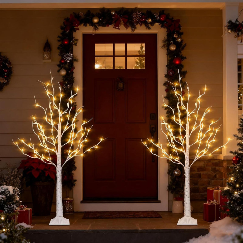 Ensemble de 2 boules de Noël illuminées avec 96 lumières de Noël artificielles pré-éclairées pour l'intérieur et l'extérieur