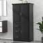 Armoire de rangement haute et large avec portes pour salle de bain / bureau, trois tiroirs, noir