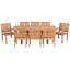 Ensemble de salle à manger 9 pièces en bois de teck comprenant une table rectangulaire de 87 po avec 8 fauteuils Abacho
