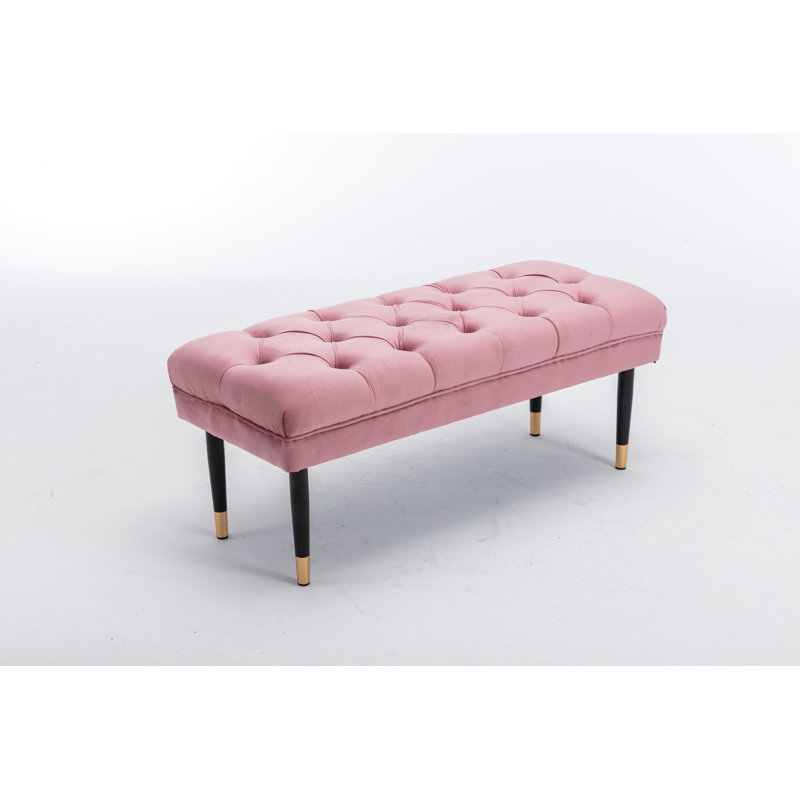 Repose-pieds capitonné en velours, Rose