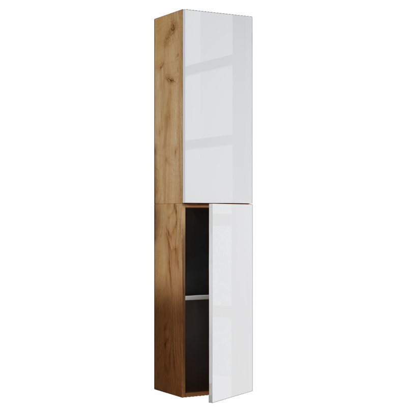 Aysheia Freestanding Bathroom Cabinet, Natural/White