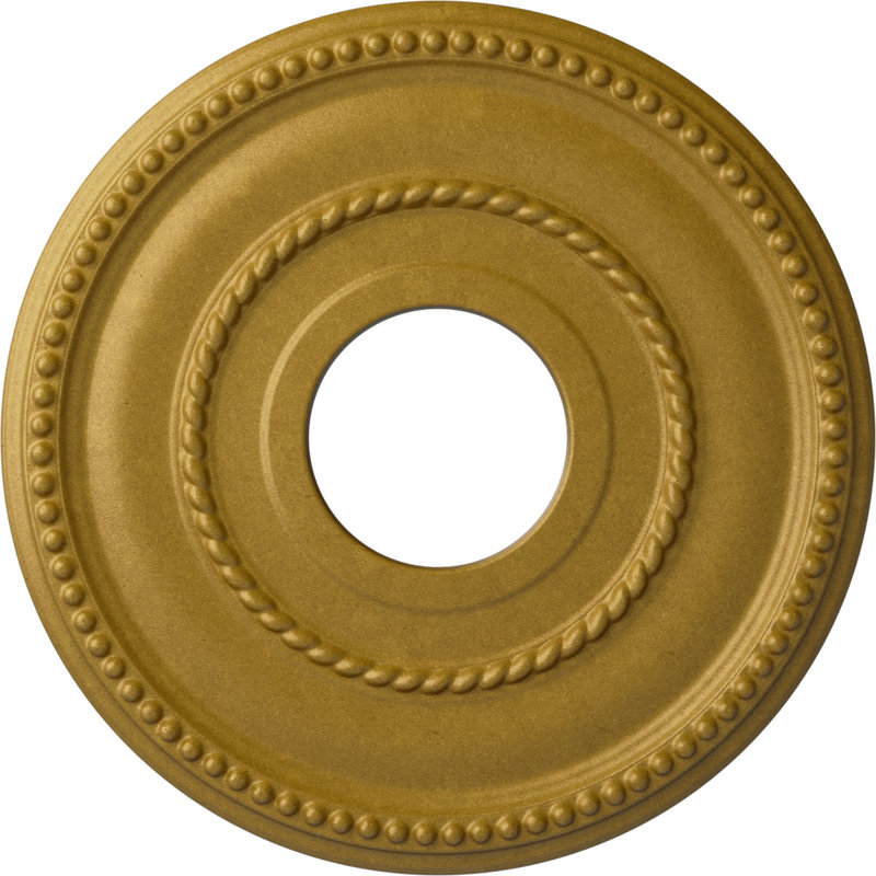 Médaillon de plafond Endurathane Valeriano, DE 12 1/8 po x P 3 5/8 po x P 3/4 po (convient aux auvents jusqu'à 6 1/4 po), finition dorée de pharaons peinte à la main