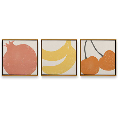 Minimalist Fruit Medley, ensemble de 3, reproduction sur toile
