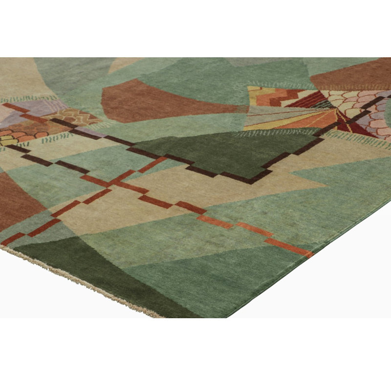 Art Deco Handmade Kilim Wool Geometric Area Rug, Rectangle 10' x 14'