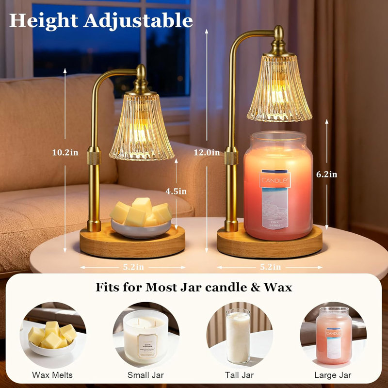 Candle Warmer Lamp With Timer & Dimmable Light, Adjustable Height Wax Melter For Jar Candles, Home Office Bedroom Decor