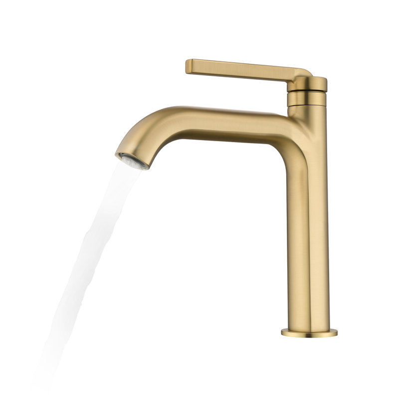 Robinet de salle de bain à un trou avec ensemble de bonde et eau chaude / froide, Or brossé
