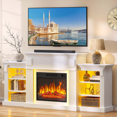 Metro Lane 182 cm W White Electric Fireplace with 6824 BTU