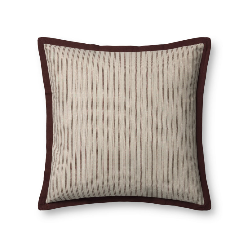 Coussin décoratif Magnolia Home par Joanna Gaines x Loloi Meredith, Marron / ivoire, 20 po x 20 po, housse seulement